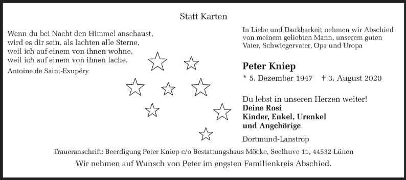 Traueranzeige von Peter Kniep